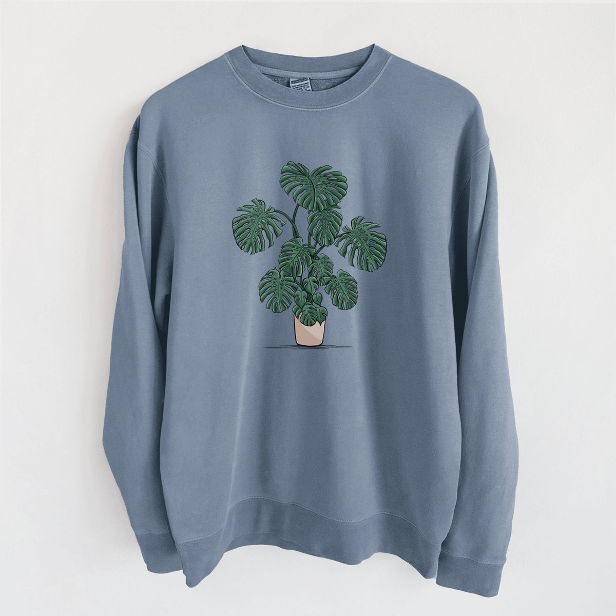 Potted Monstera Plant - Unisex Pigment Dyed Crew Sweatshirt