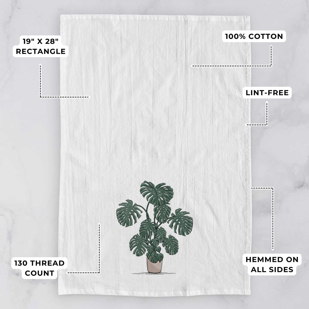Potted Monstera Plant Tea Towel