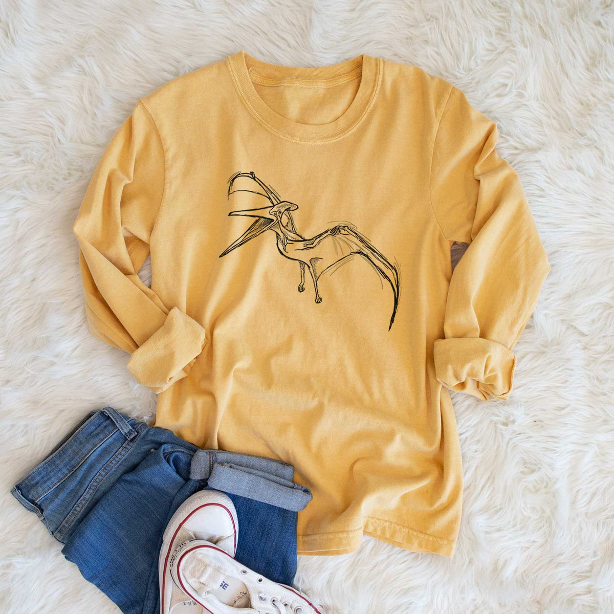 Pteranodon Longiceps - Men's Heavyweight 100% Cotton Long Sleeve