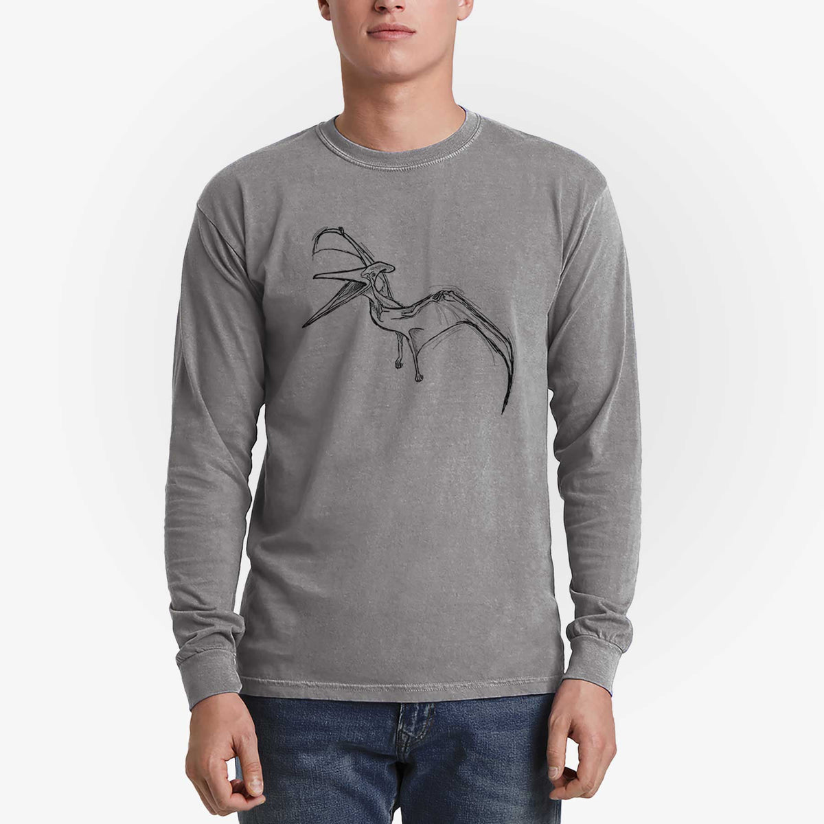 Pteranodon Longiceps - Men's Heavyweight 100% Cotton Long Sleeve