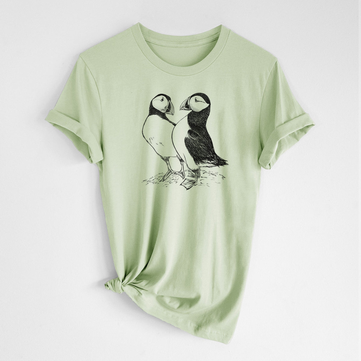 Atlantic Puffins Pair - Fratercula arctica - Lightweight 100% Cotton Unisex Crewneck