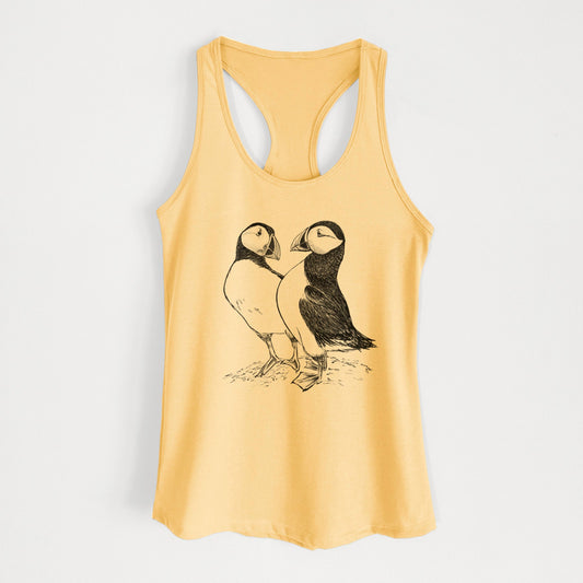 Atlantic Puffins Pair - Fratercula arctica - Women's Racerback Tanktop