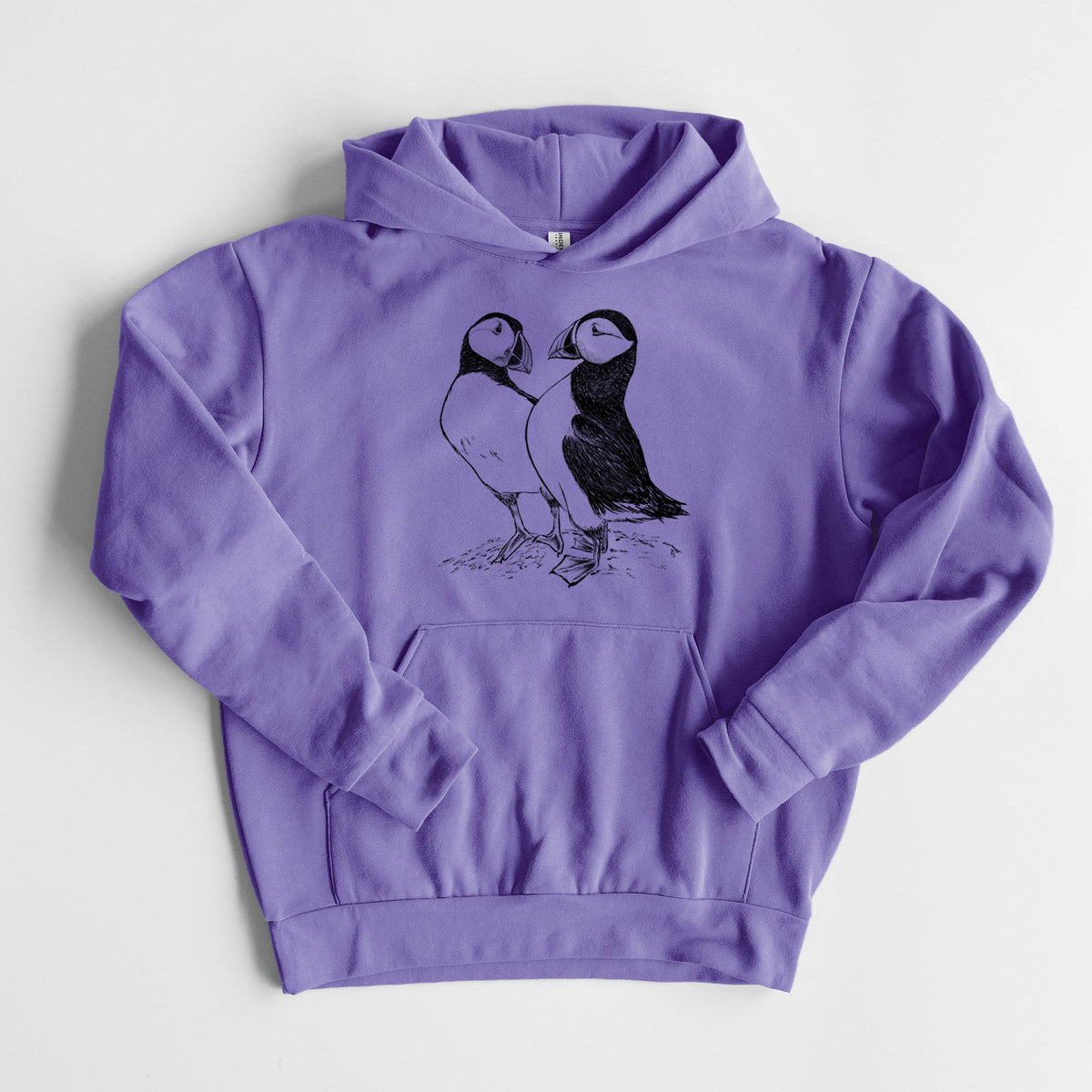Atlantic Puffins Pair - Fratercula arctica  - Statement Midweight Hoodie