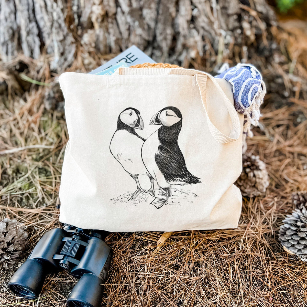 Atlantic Puffins Pair - Fratercula arctica - Tote Bag