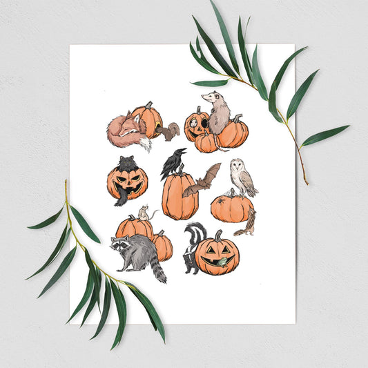 Woodland Pumpkin Patch Party - Fine Art Print