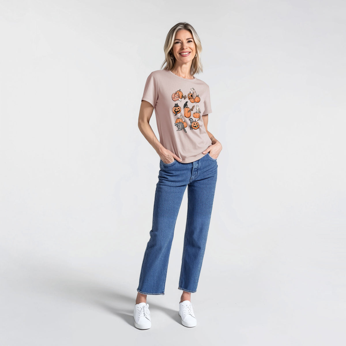 Woodland Pumpkin Patch Party - Women's Lightweight Relaxed Fit 100% Cotton Crewneck