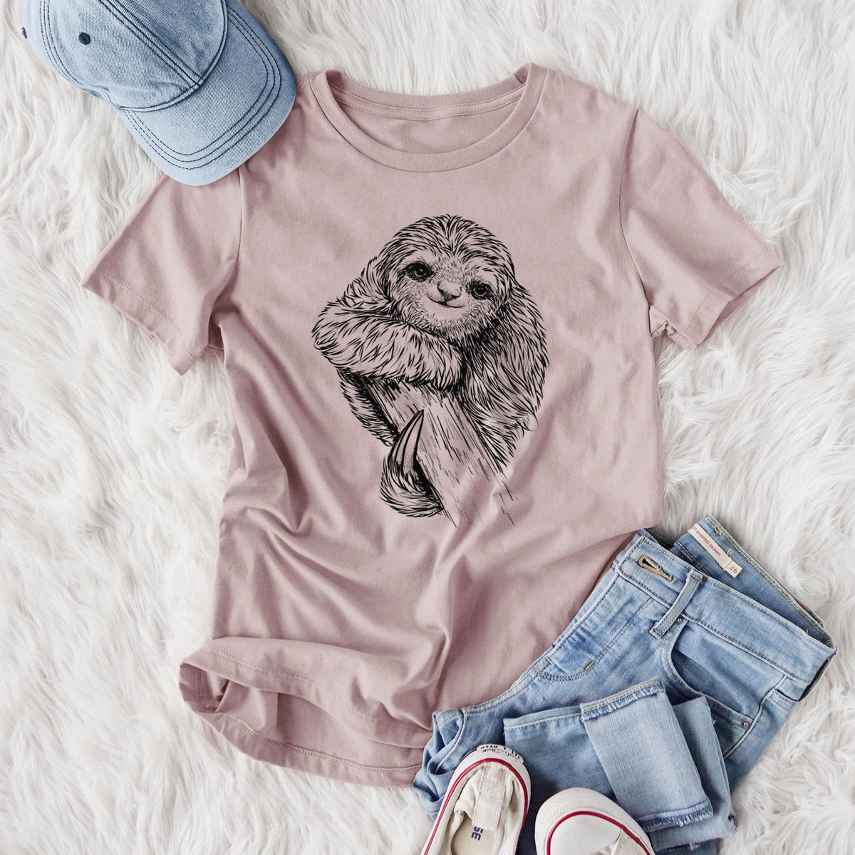 Pygmy Three-toed Sloth - Bradypus pygmaeus - Women's Lightweight Relaxed Fit 100% Cotton Crewneck
