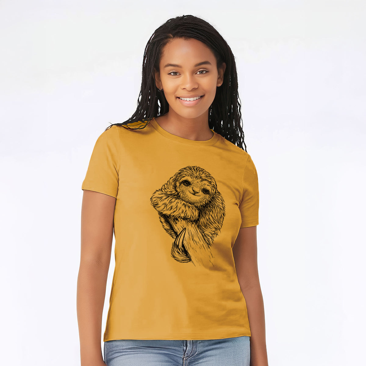 Pygmy Three-toed Sloth - Bradypus pygmaeus - Women's Lightweight Relaxed Fit 100% Cotton Crewneck