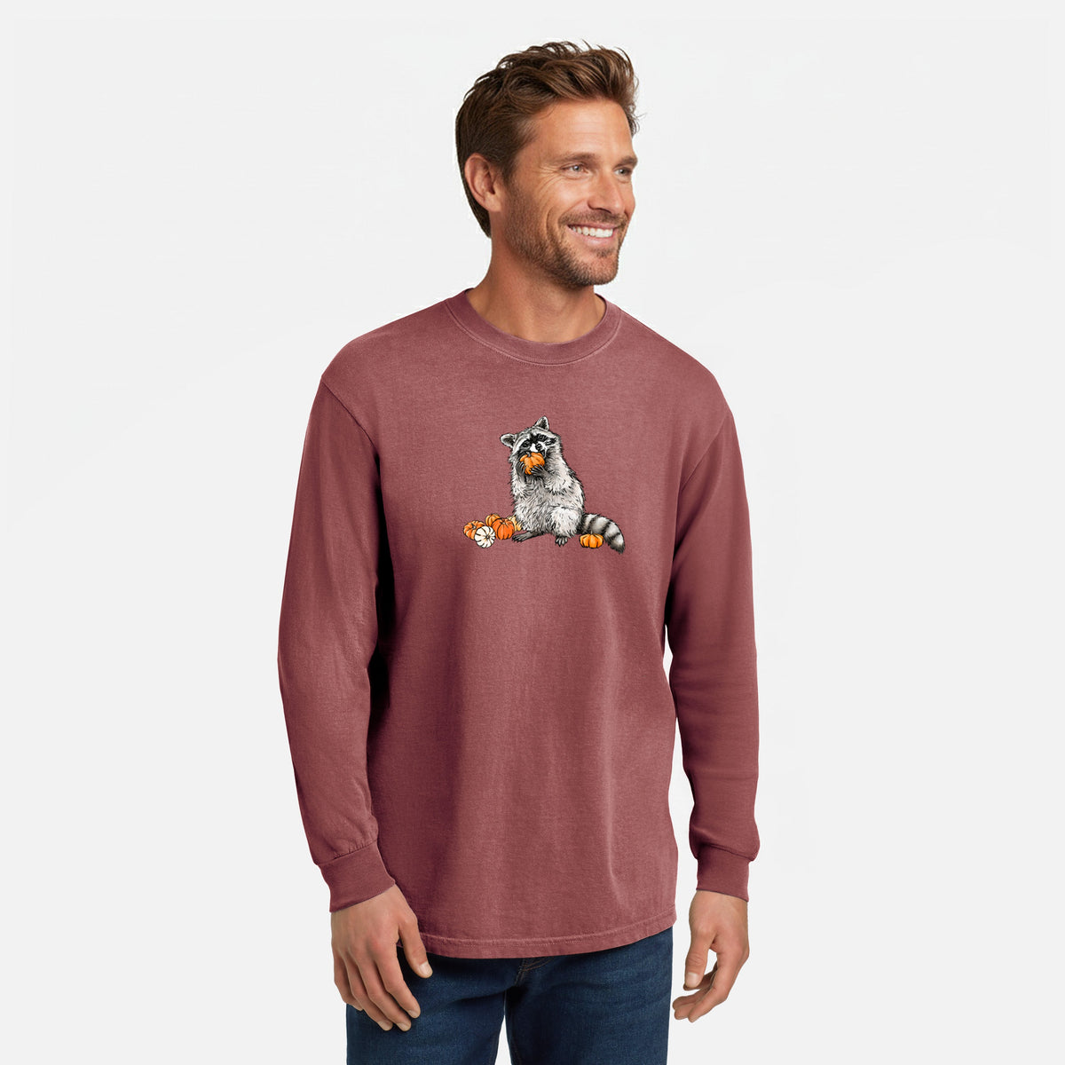 Raccoon Pumpkin Bandit - Unisex Comfort Colors 100% Cotton Long Sleeve