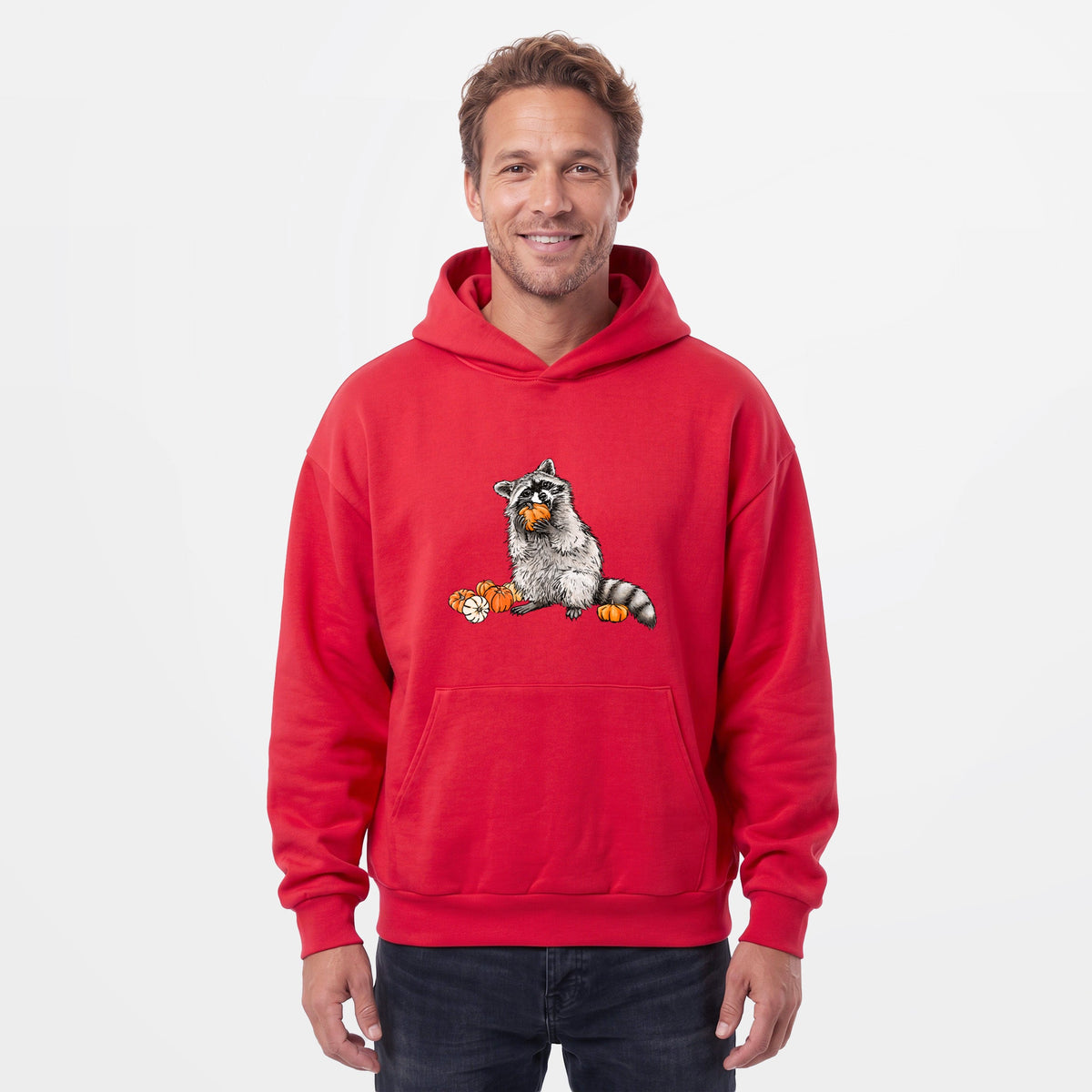 Raccoon Pumpkin Bandit  - Statement Midweight Hoodie