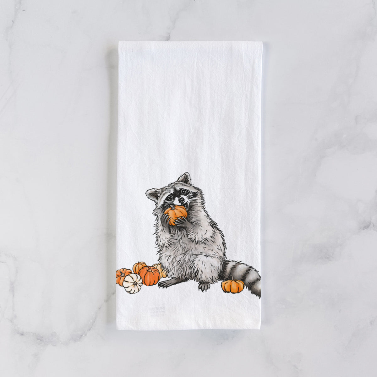 Raccoon Pumpkin Bandit - Tea Towel