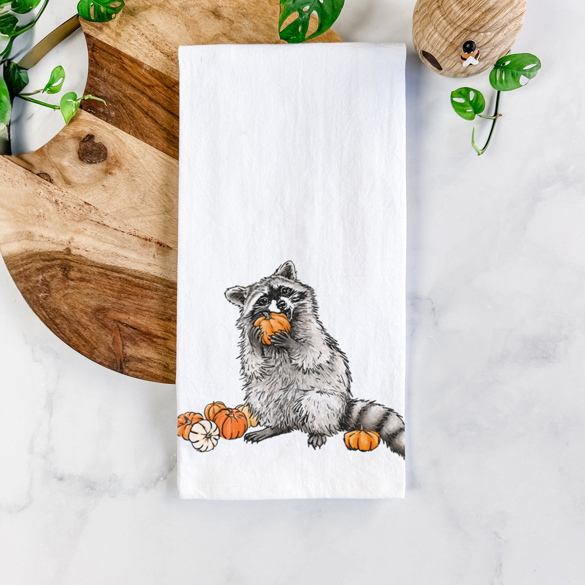 Raccoon Pumpkin Bandit - Tea Towel