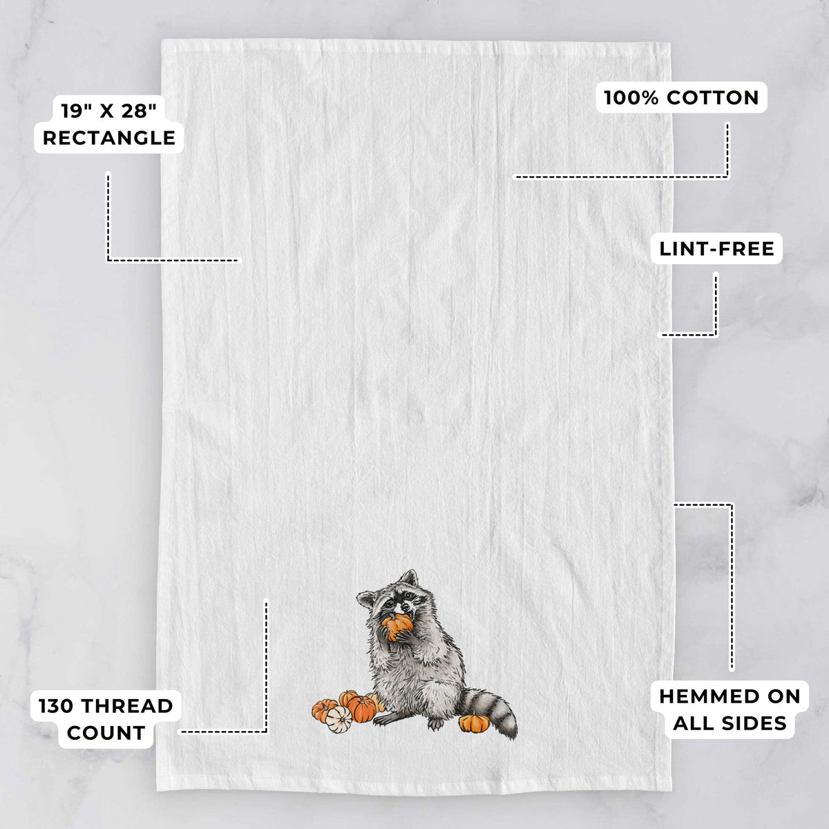 Raccoon Pumpkin Bandit - Tea Towel