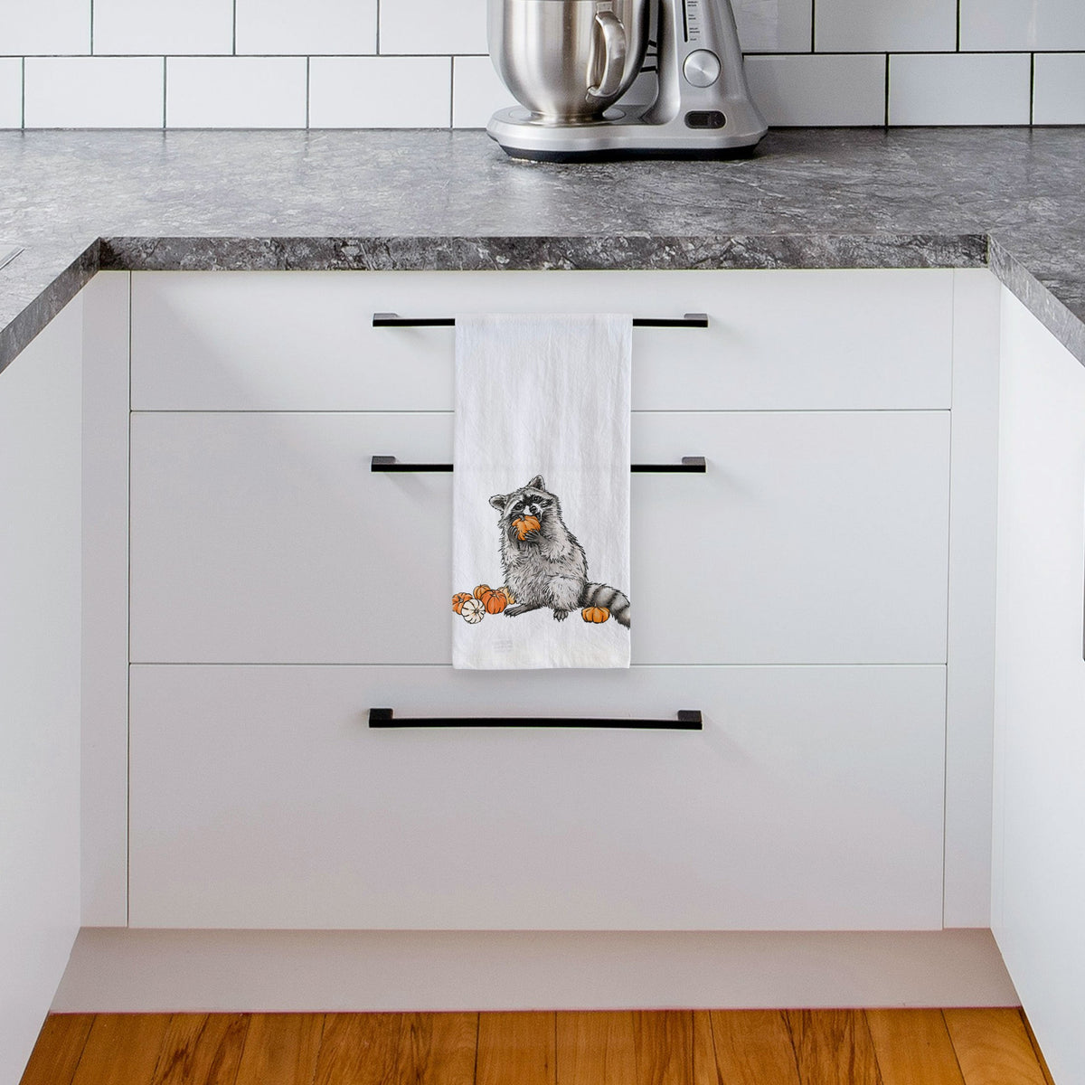 Raccoon Pumpkin Bandit - Tea Towel