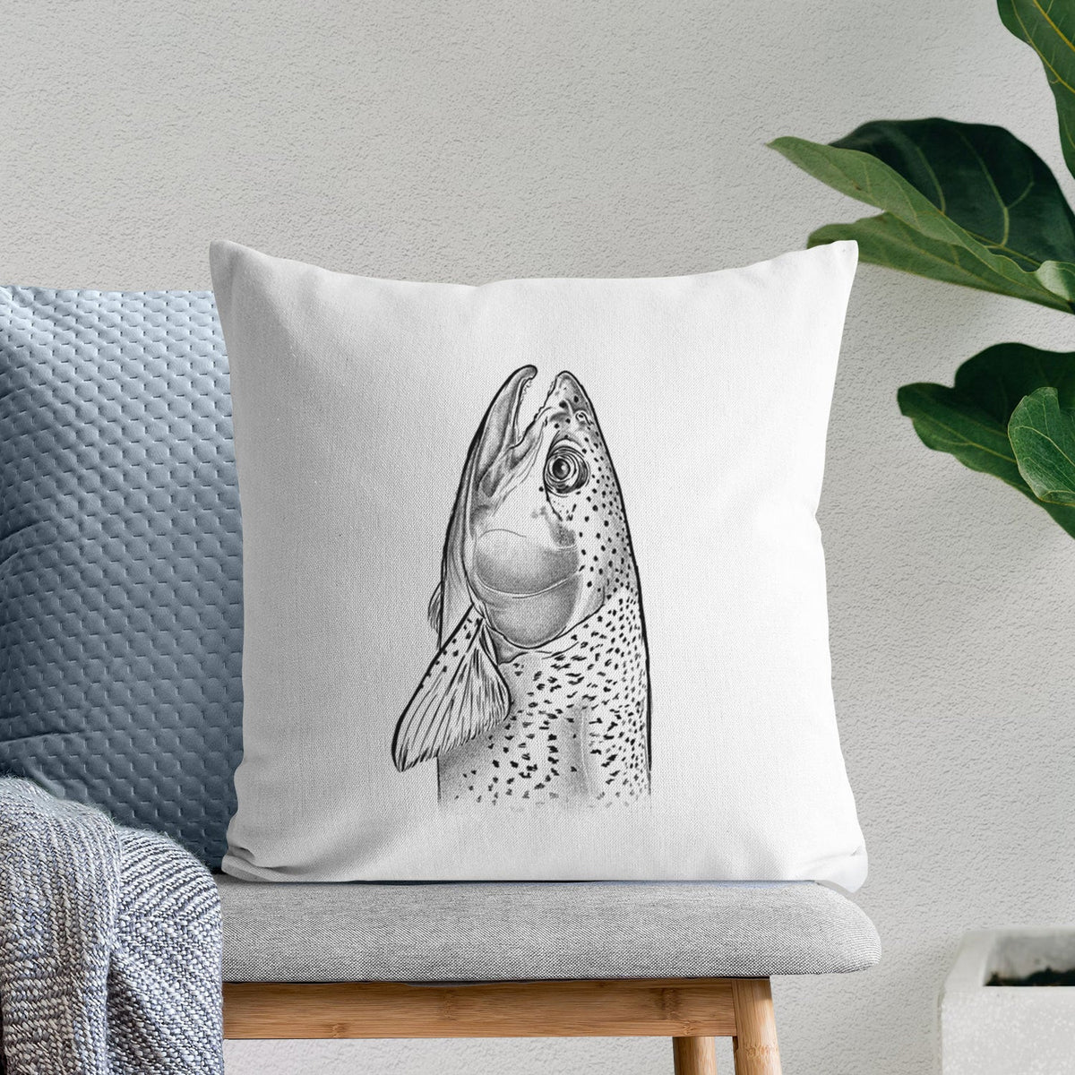 Rainbow Trout - Oncorhynchus mykiss - Throw Pillow Cover
