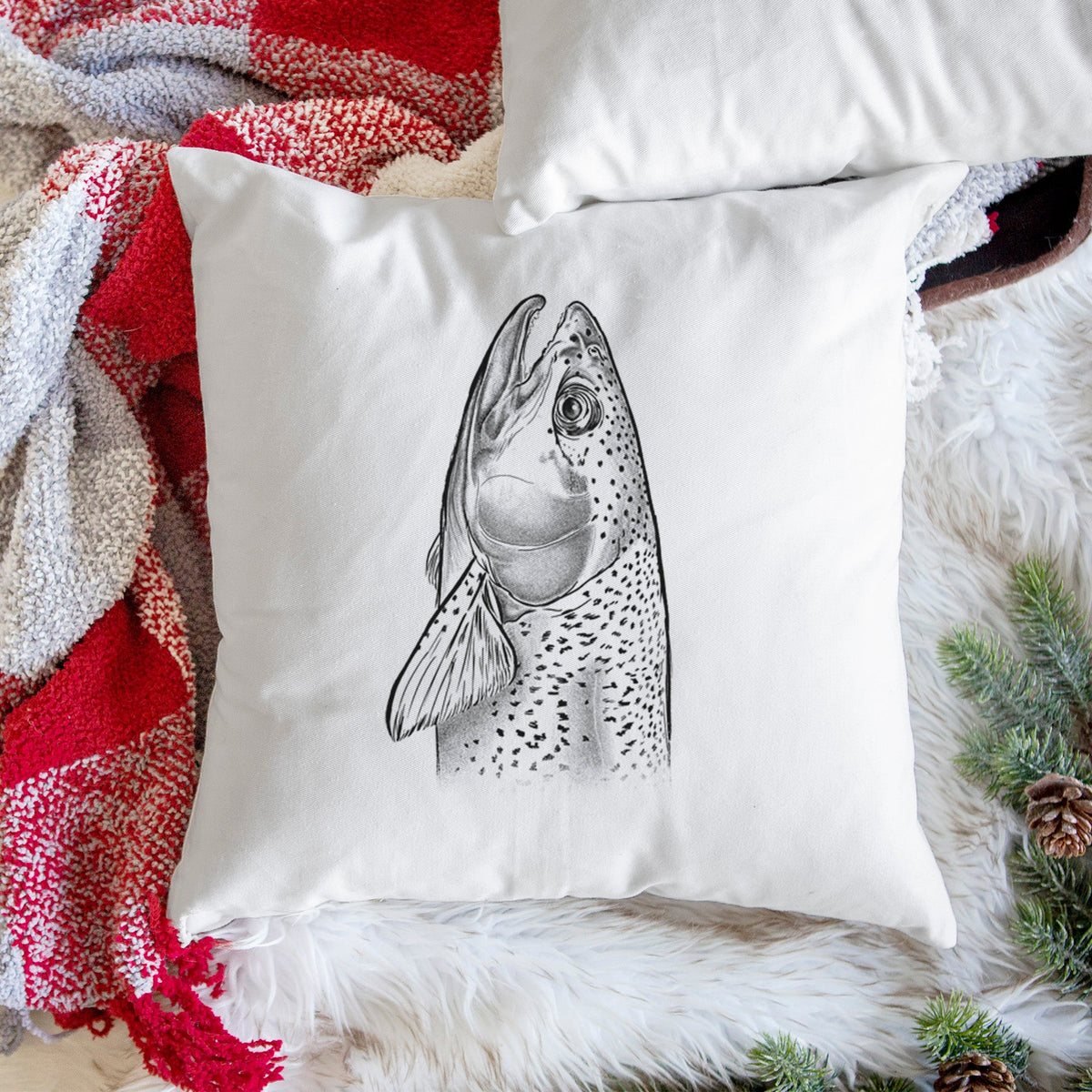 Rainbow Trout - Oncorhynchus mykiss - Throw Pillow Cover