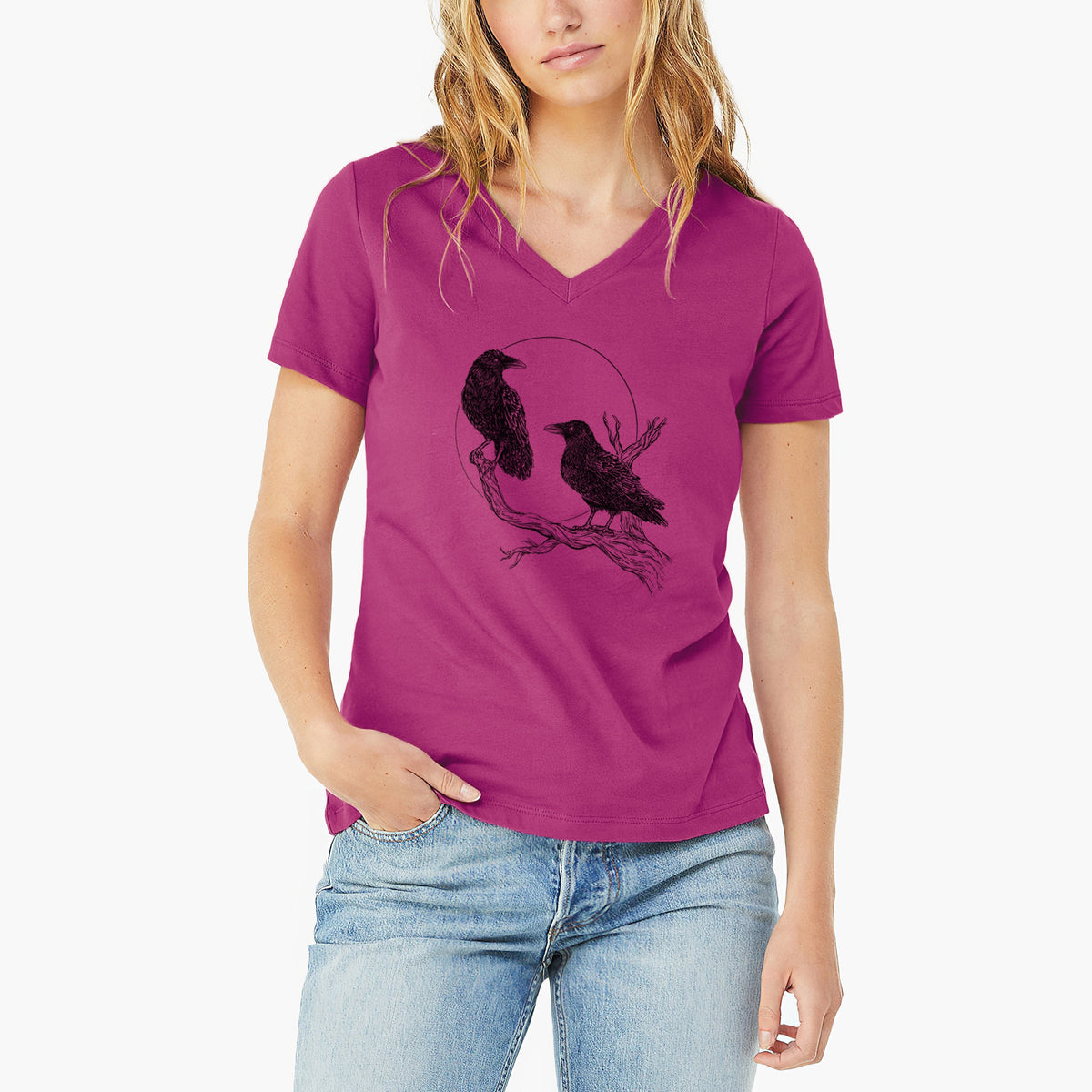 Midnight Ravens - Women's Lightweight Relaxed Fit 100% Cotton V-neck