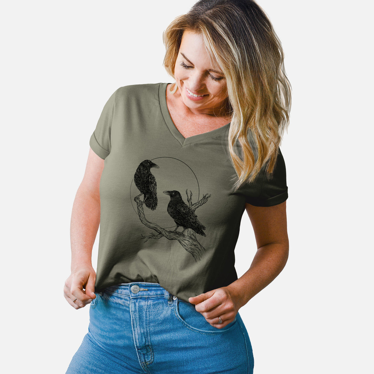 Midnight Ravens - Women's Lightweight Relaxed Fit 100% Cotton V-neck