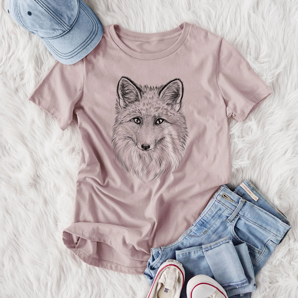 Red Fox - Vulpes vulpes - Women's Lightweight Relaxed Fit 100% Cotton Crewneck