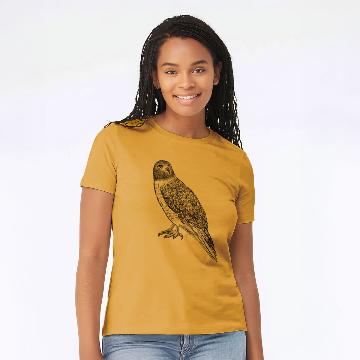Red-tailed Hawk - Buteo jamaicensis - Women's Lightweight Relaxed Fit 100% Cotton Crewneck