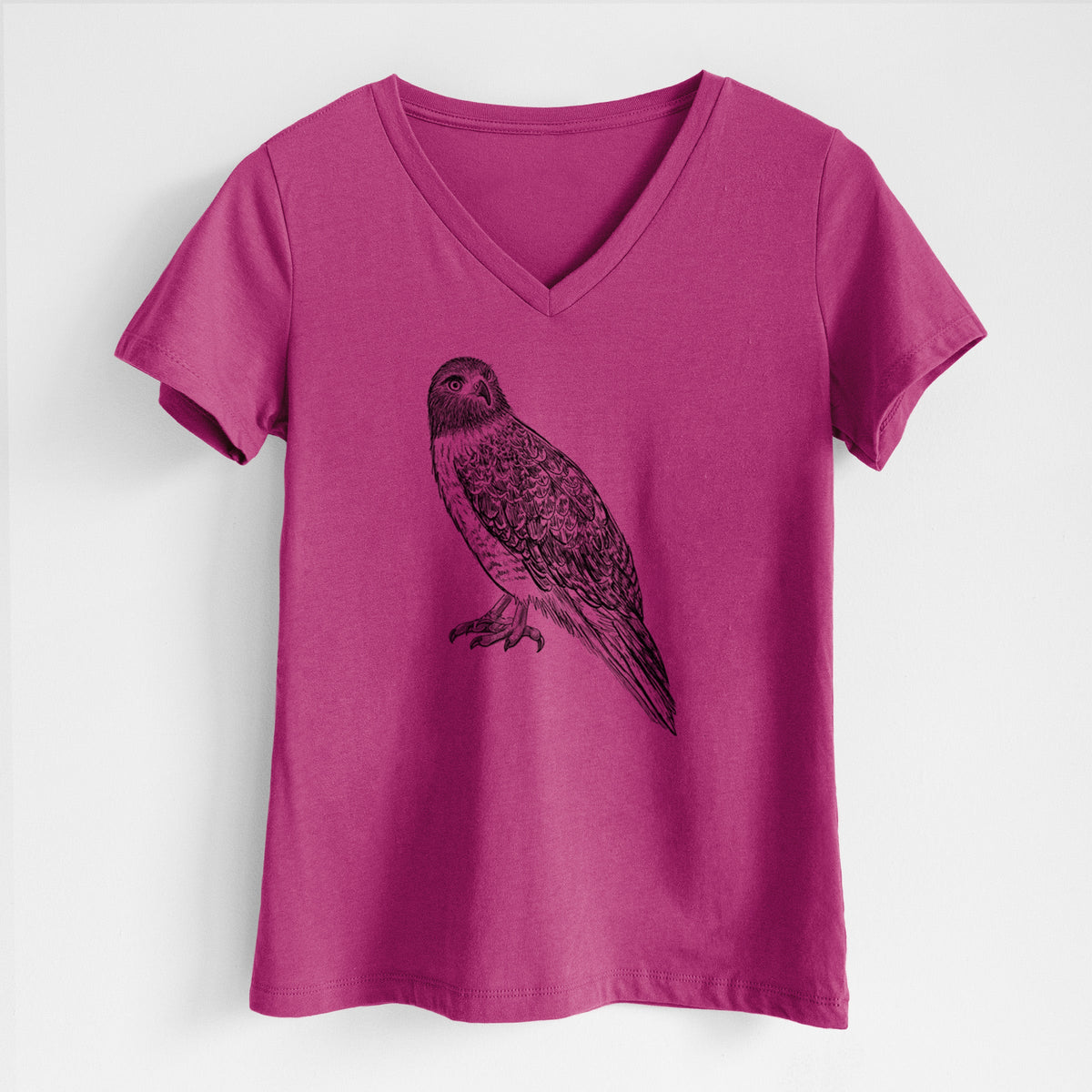 Red-tailed Hawk - Buteo jamaicensis - Women's Lightweight Relaxed Fit 100% Cotton V-neck