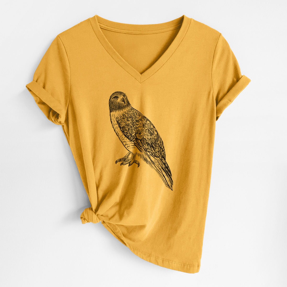 Red-tailed Hawk - Buteo jamaicensis - Women's Lightweight Relaxed Fit 100% Cotton V-neck