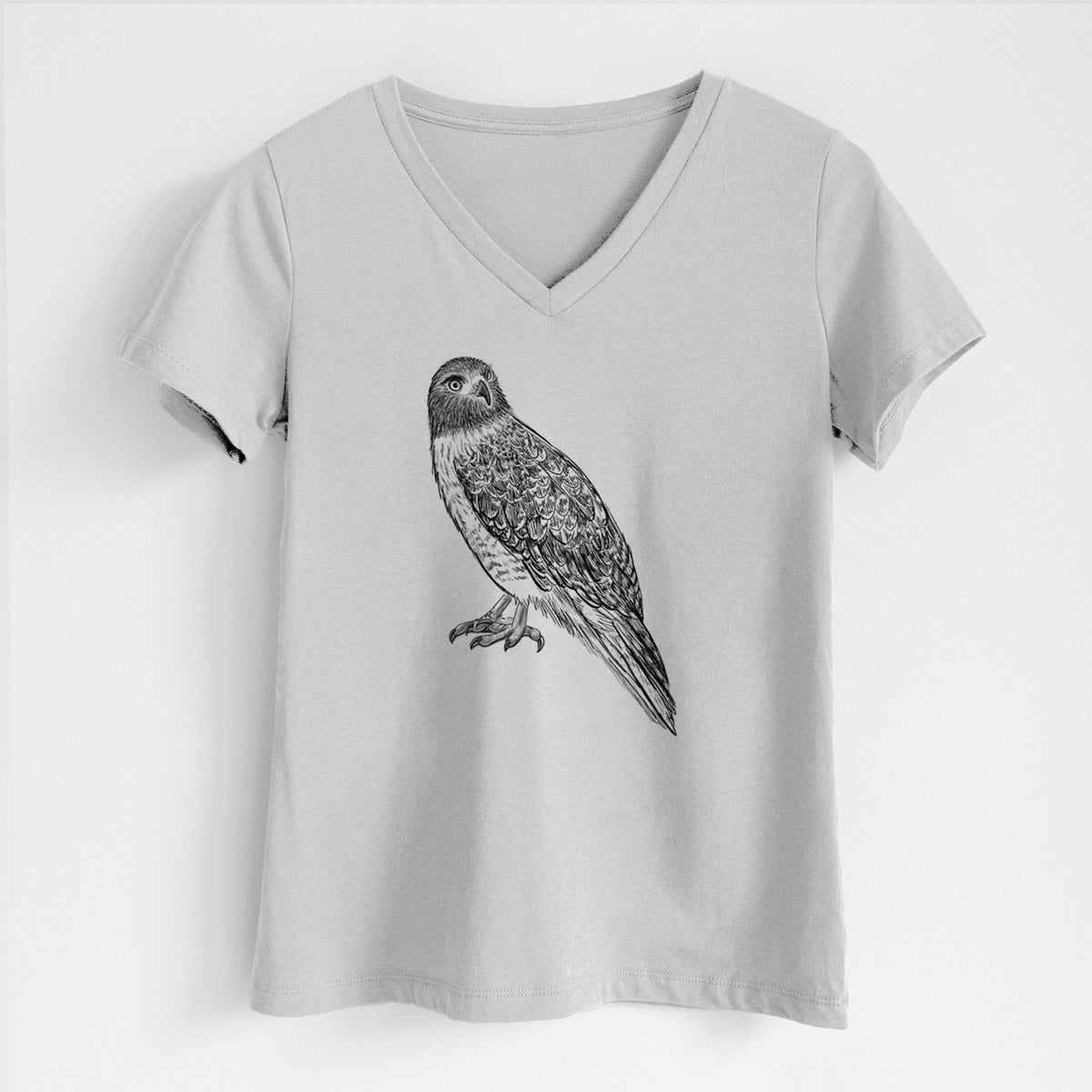 Red-tailed Hawk - Buteo jamaicensis - Women's Lightweight Relaxed Fit 100% Cotton V-neck