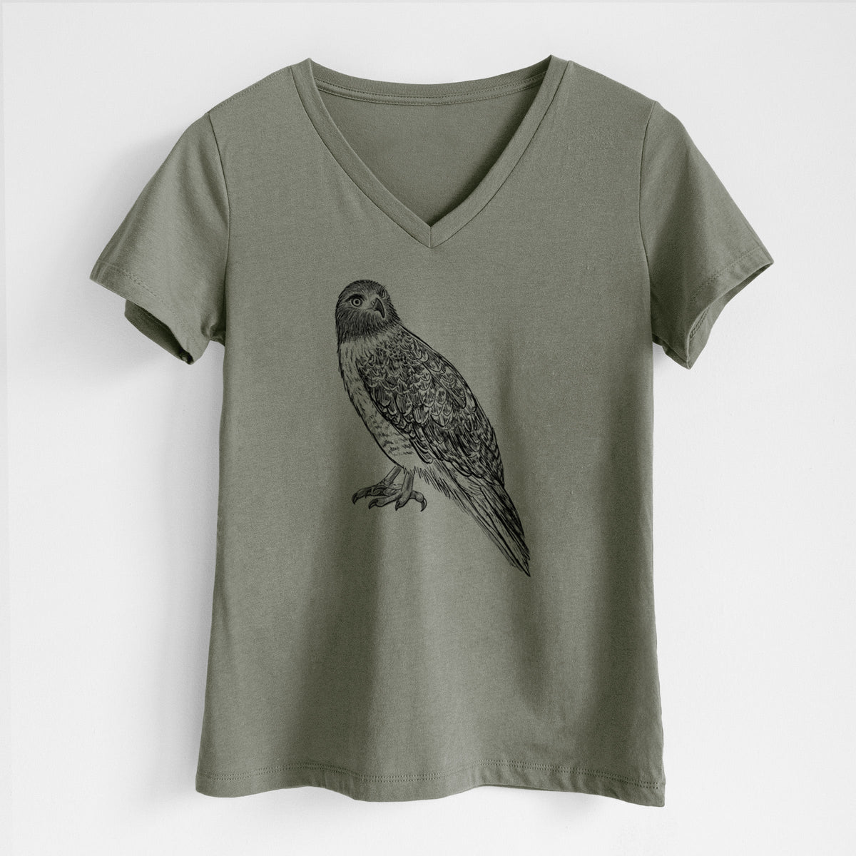 Red-tailed Hawk - Buteo jamaicensis - Women's Lightweight Relaxed Fit 100% Cotton V-neck