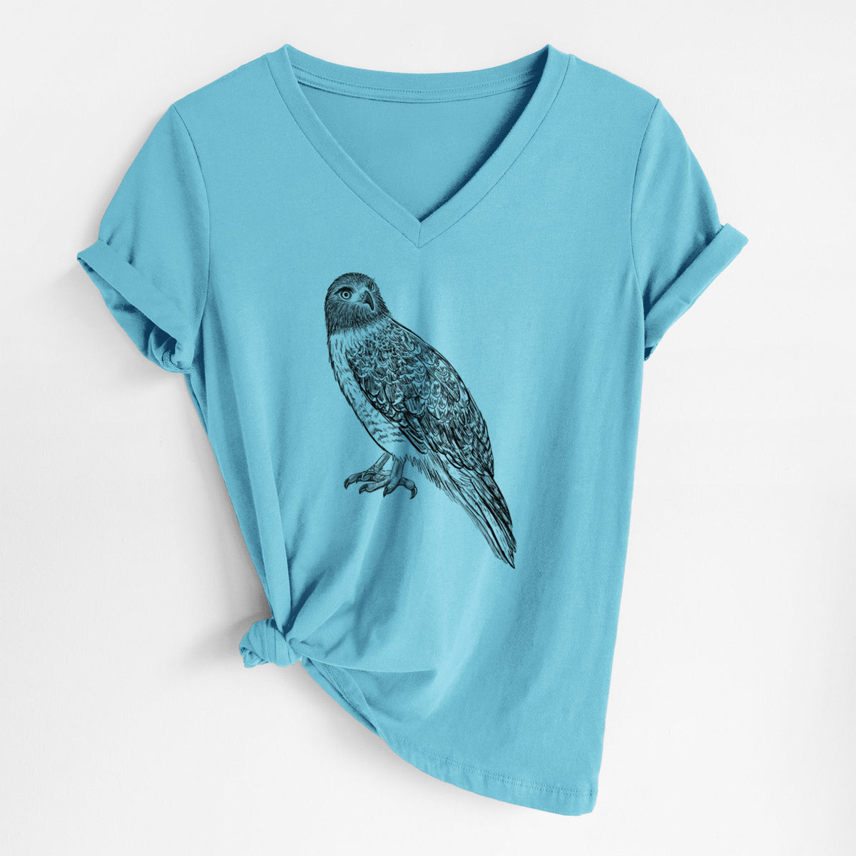 Red-tailed Hawk - Buteo jamaicensis - Women's Lightweight Relaxed Fit 100% Cotton V-neck