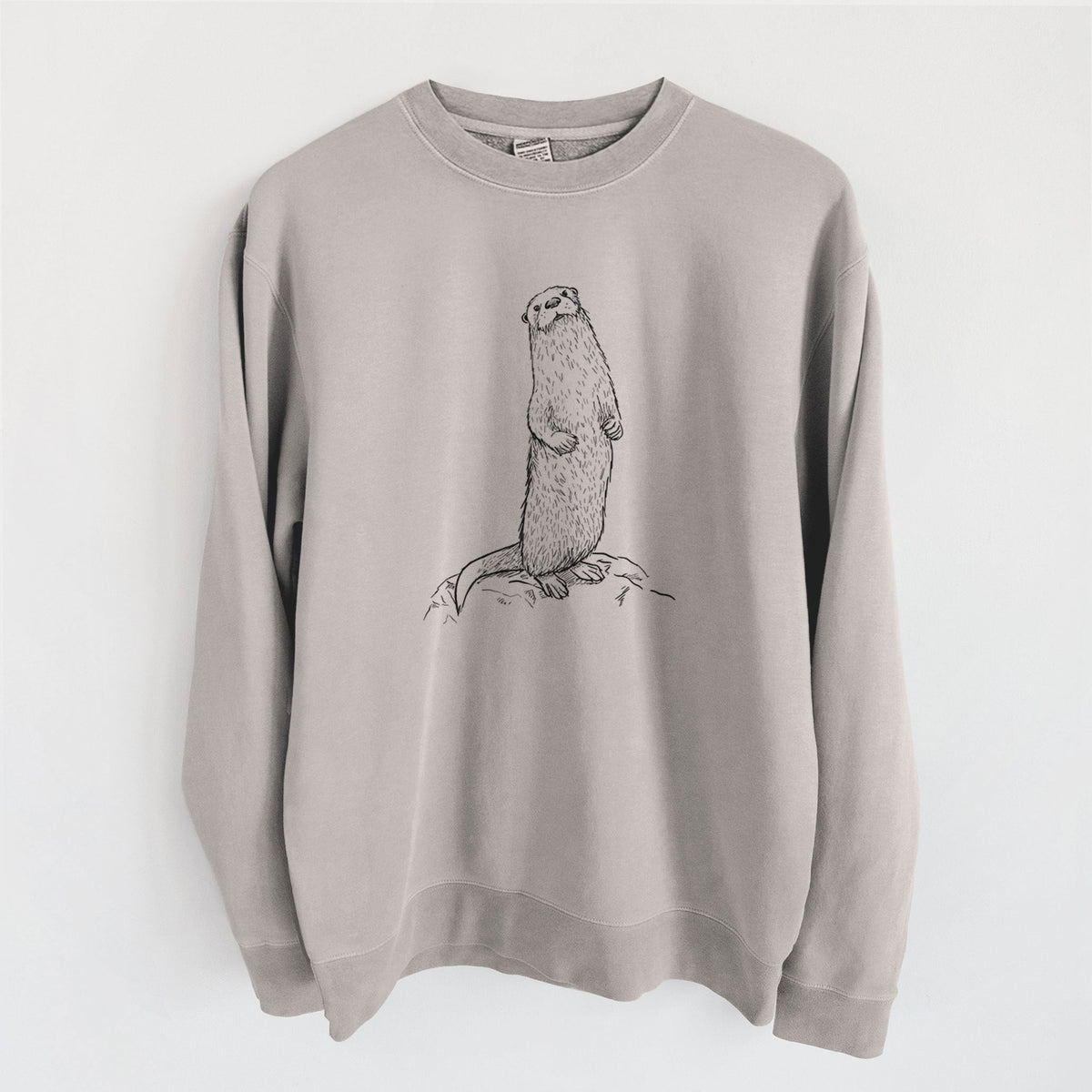 North American River Otter - Lontra canadensis - Unisex Pigment Dyed Crew Sweatshirt