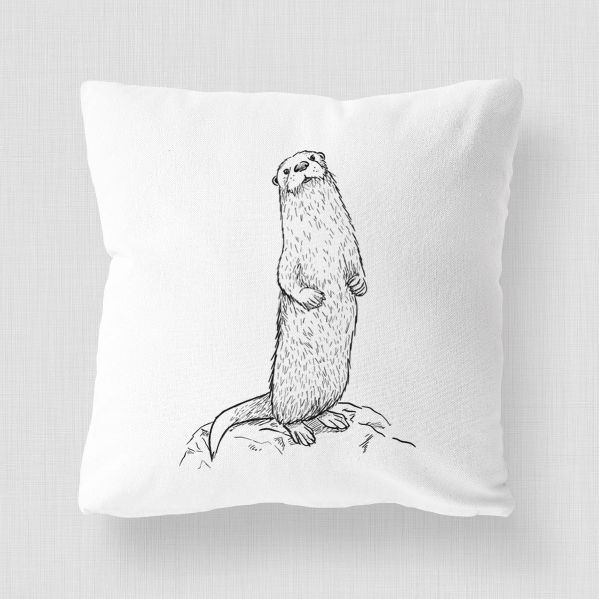 North American River Otter - Lontra canadensis - Throw Pillow Cover
