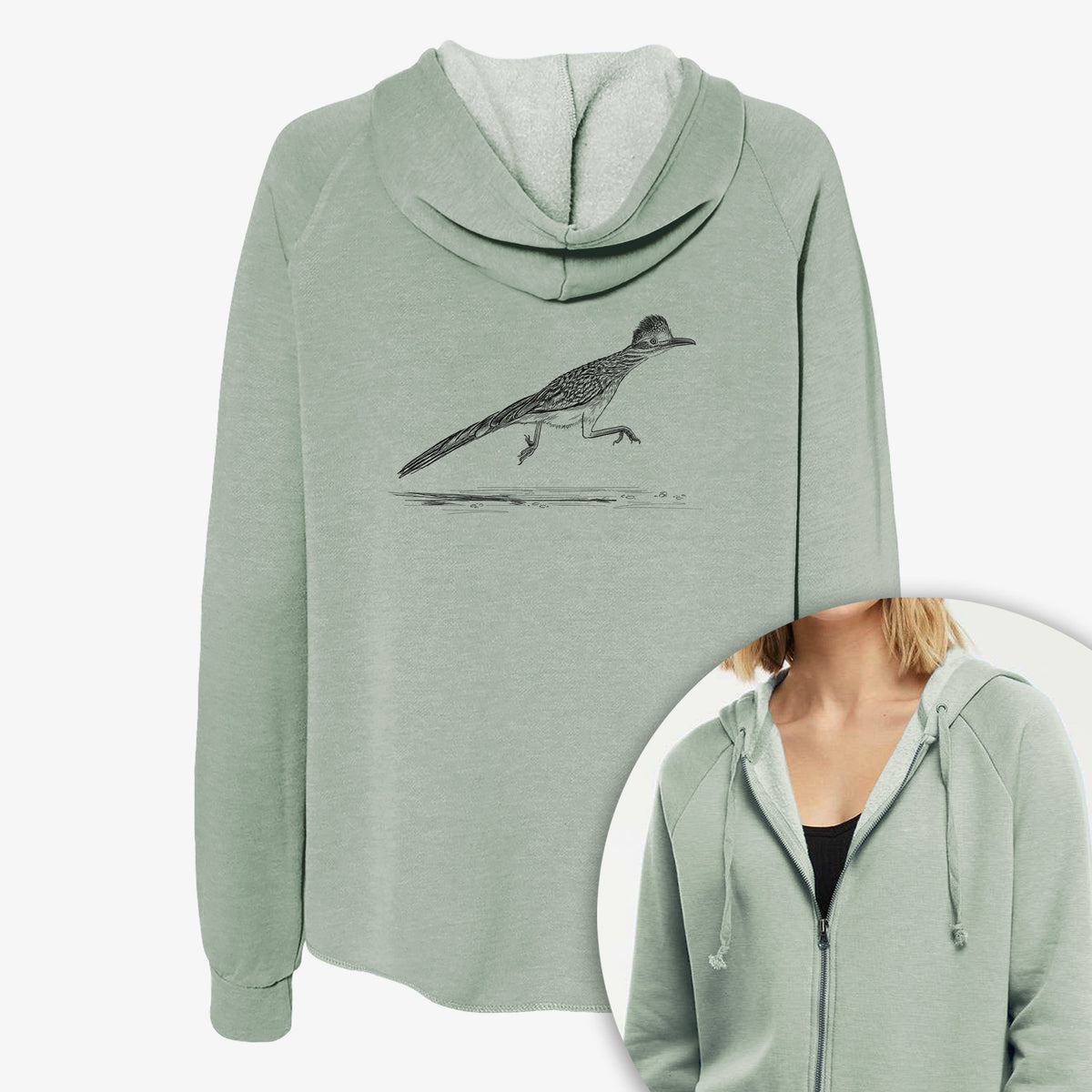 Greater Roadrunner - Geococcyx californianus - Women's Cali Wave Zip-Up Sweatshirt