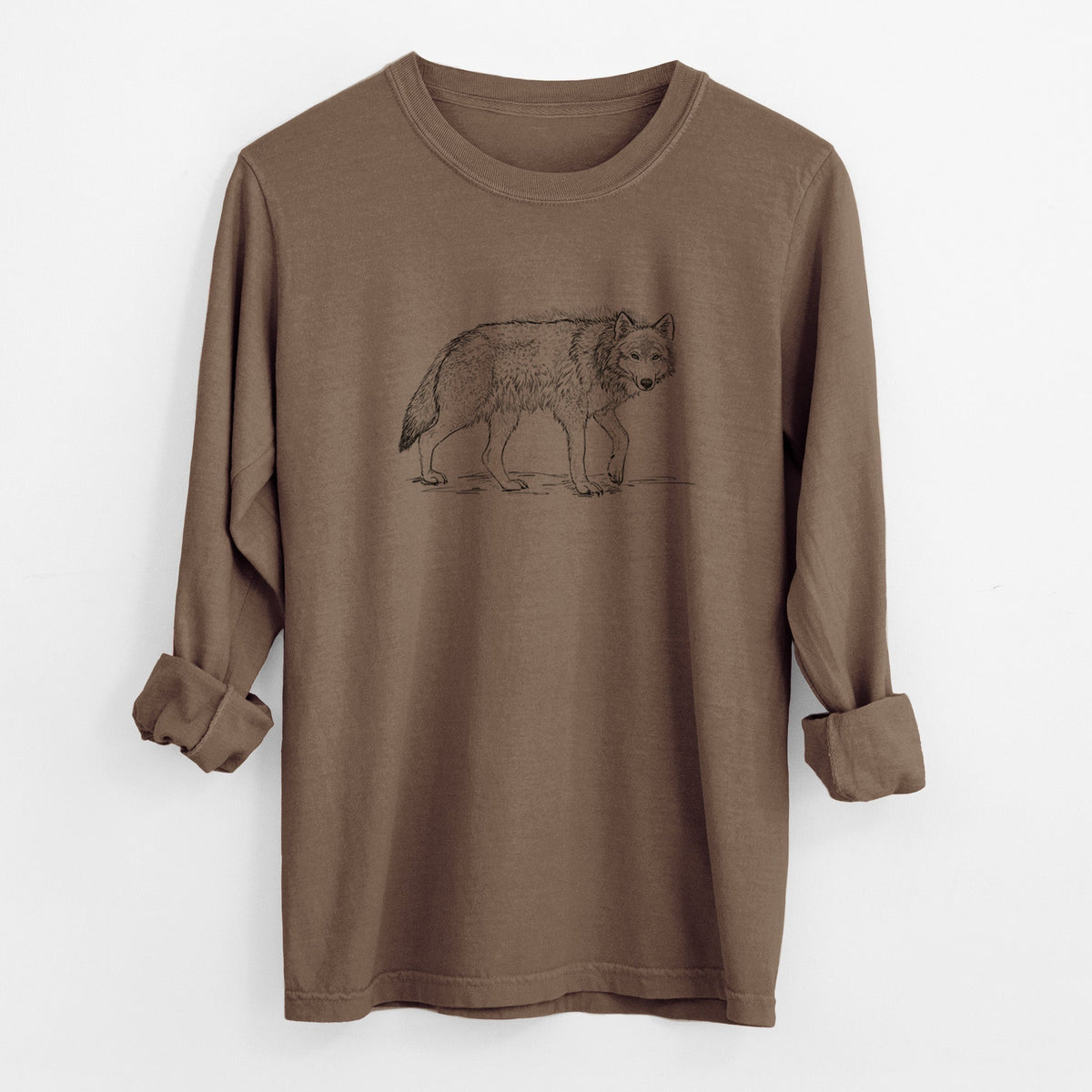 Roaming Grey Wolf - Canis lupus - Unisex Comfort Colors 100% Cotton Long Sleeve