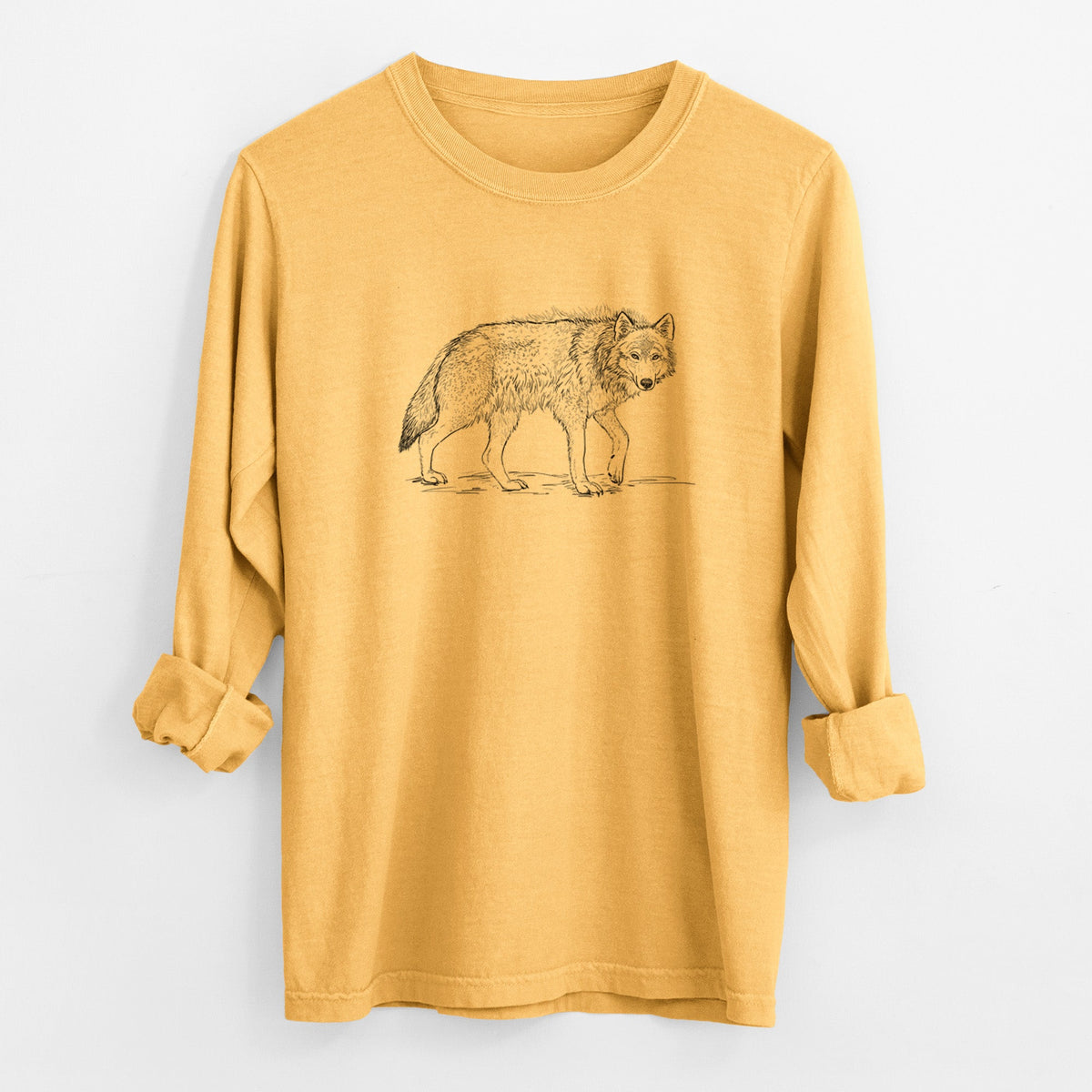 Roaming Grey Wolf - Canis lupus - Unisex Comfort Colors 100% Cotton Long Sleeve