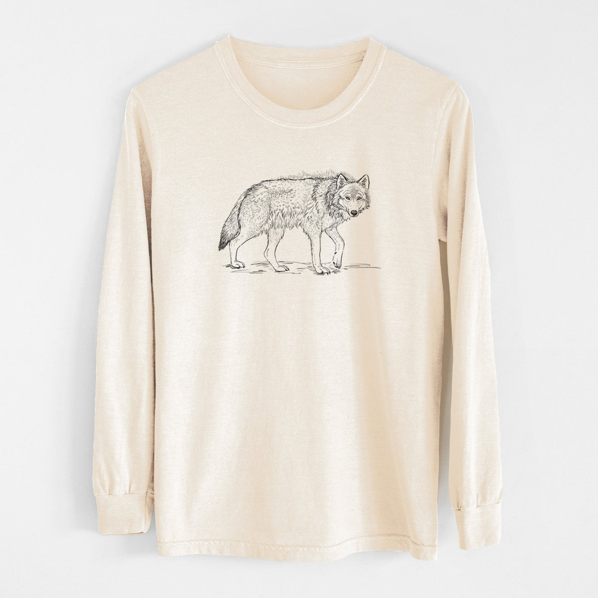 Roaming Grey Wolf - Canis lupus - Unisex Comfort Colors 100% Cotton Long Sleeve