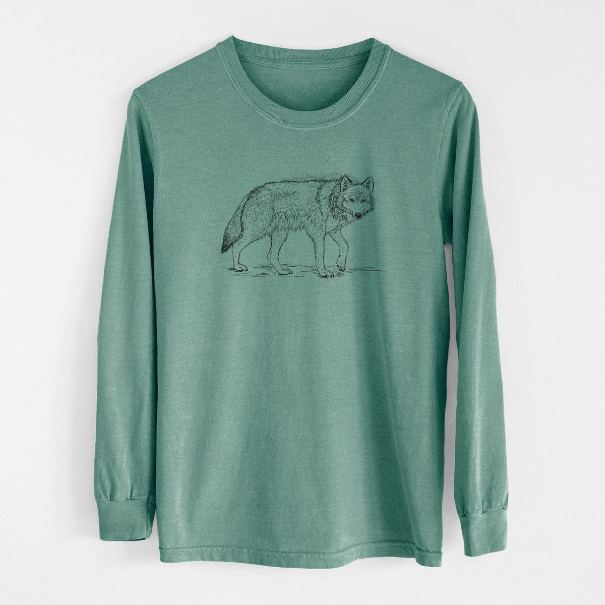 Roaming Grey Wolf - Canis lupus - Unisex Comfort Colors 100% Cotton Long Sleeve
