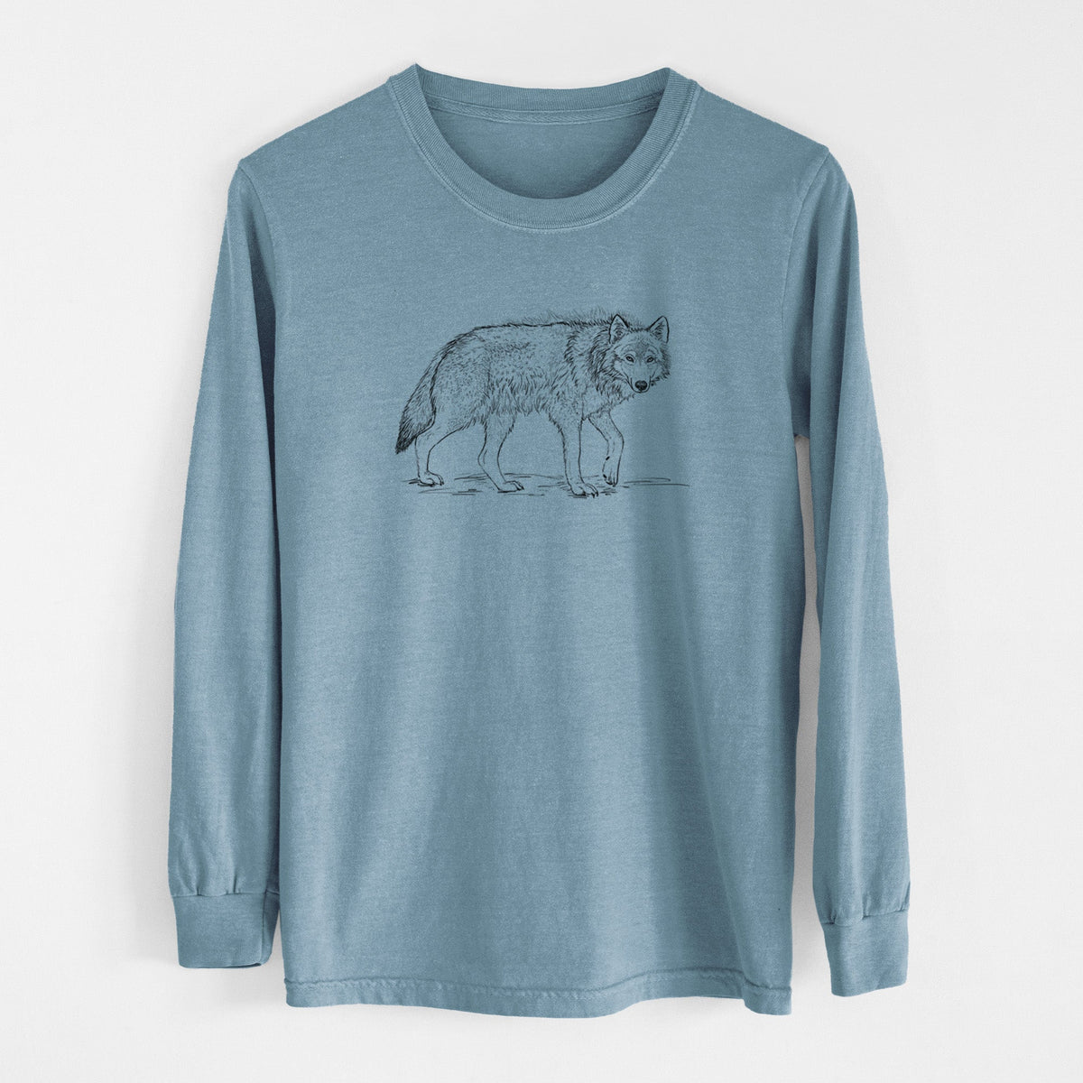 Roaming Grey Wolf - Canis lupus - Unisex Comfort Colors 100% Cotton Long Sleeve