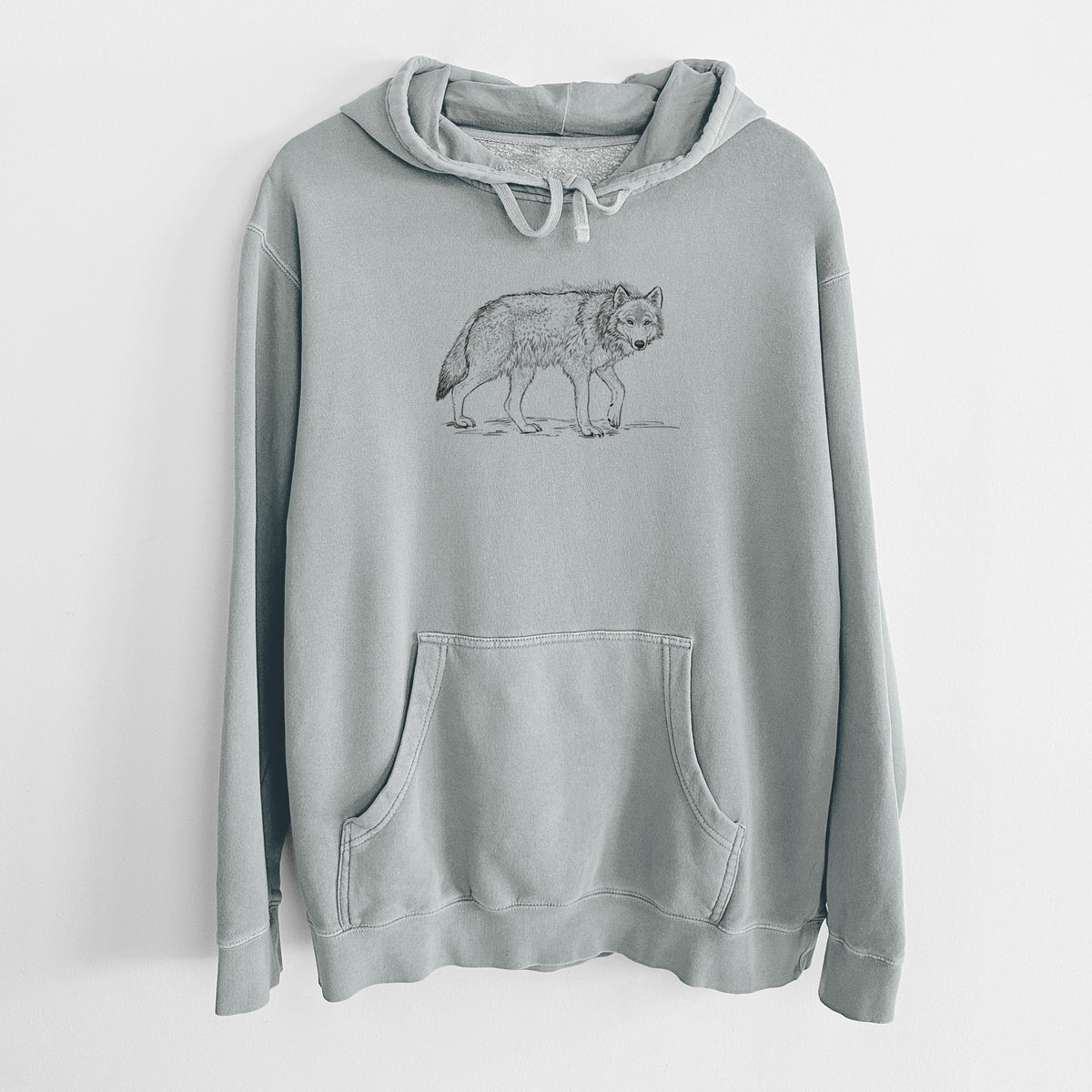 Roaming Grey Wolf - Canis lupus - Unisex Pigment Dyed Hoodie