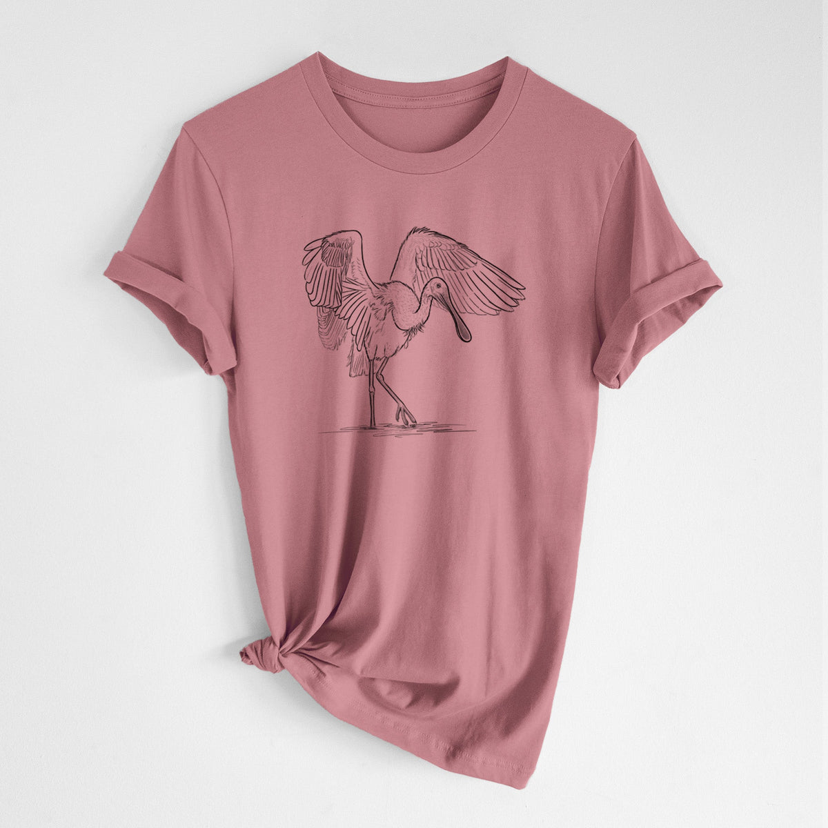 Roseate Spoonbill - Platalea ajaja - Lightweight 100% Cotton Unisex Crewneck