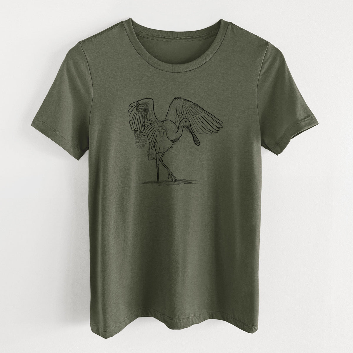 Roseate Spoonbill - Platalea ajaja - Women's Lightweight Relaxed Fit 100% Cotton Crewneck