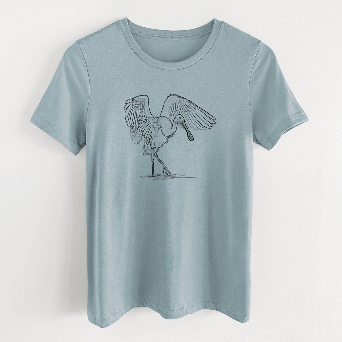 Roseate Spoonbill - Platalea ajaja - Women's Lightweight Relaxed Fit 100% Cotton Crewneck