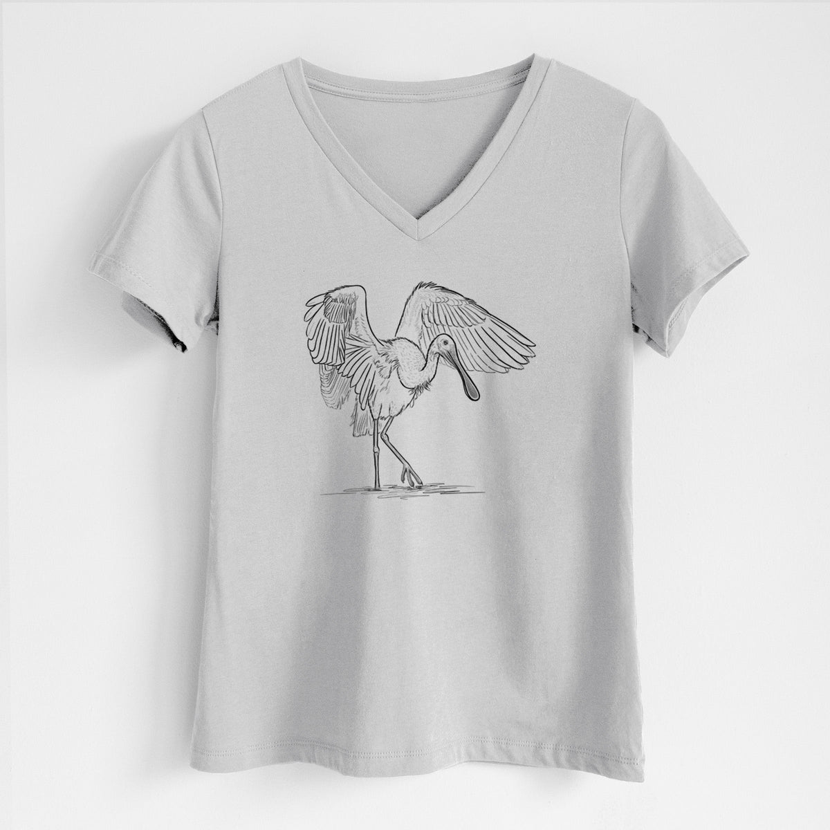Roseate Spoonbill - Platalea ajaja - Women's Lightweight Relaxed Fit 100% Cotton V-neck