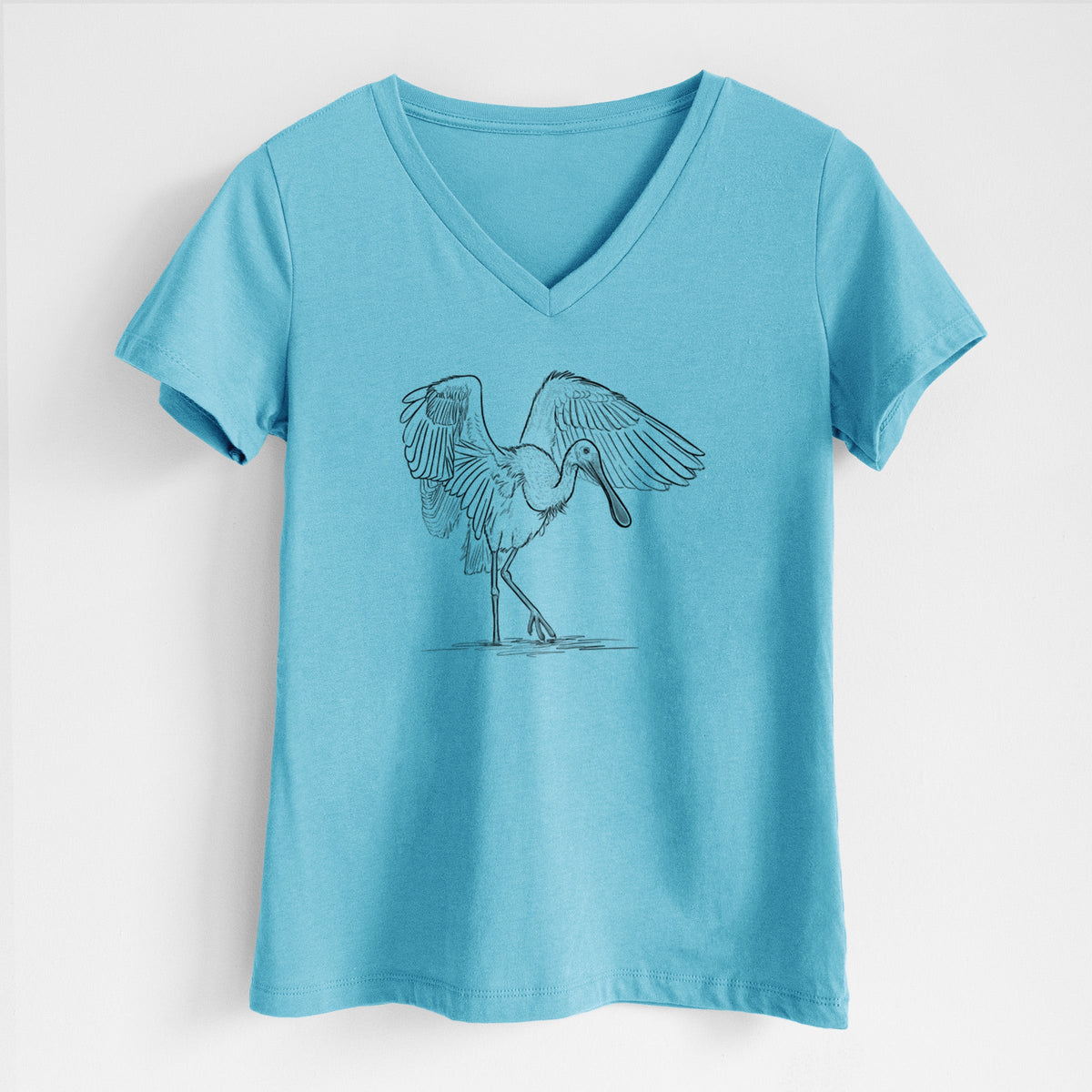 Roseate Spoonbill - Platalea ajaja - Women's Lightweight Relaxed Fit 100% Cotton V-neck