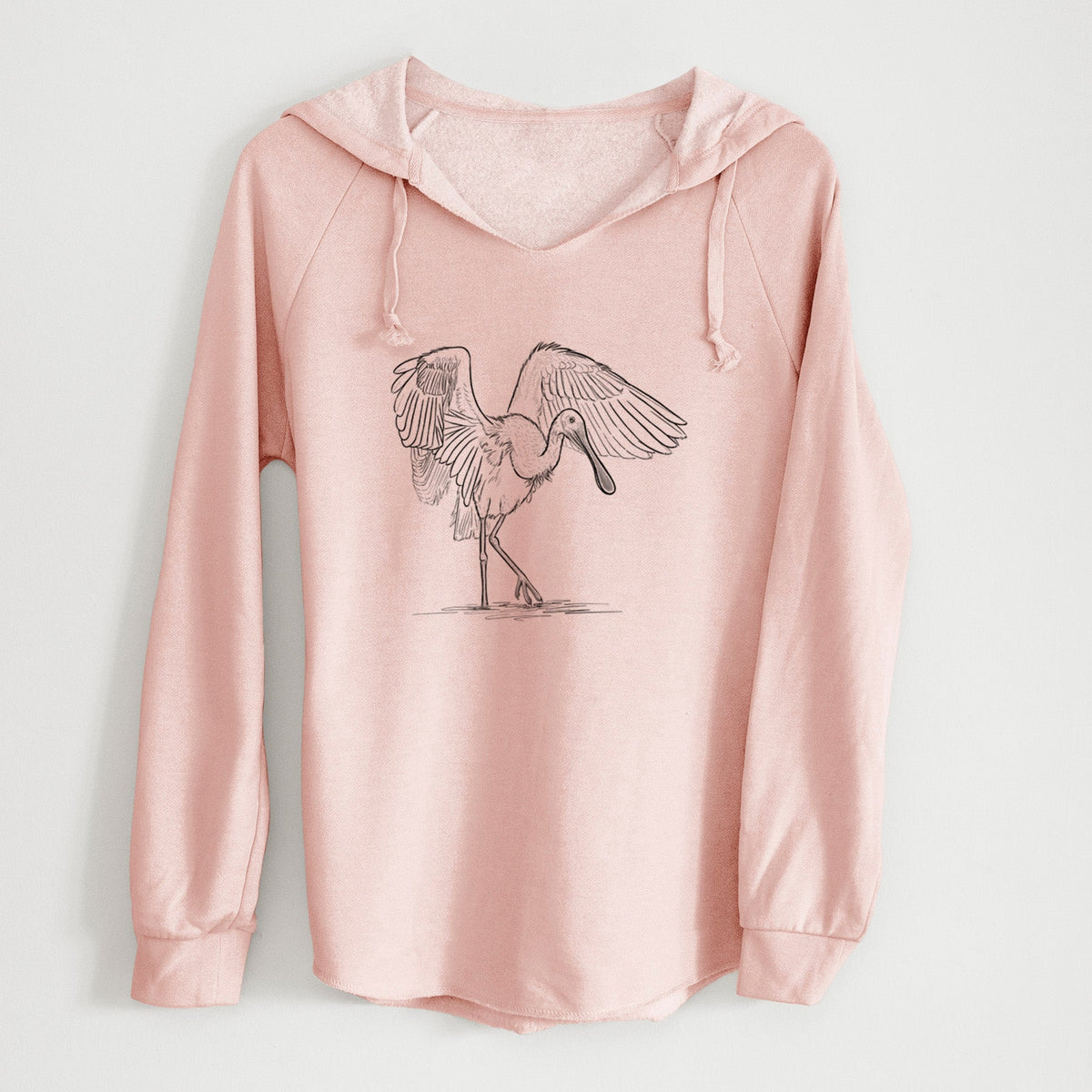 Roseate Spoonbill - Platalea ajaja - Cali Wave Hooded Sweatshirt