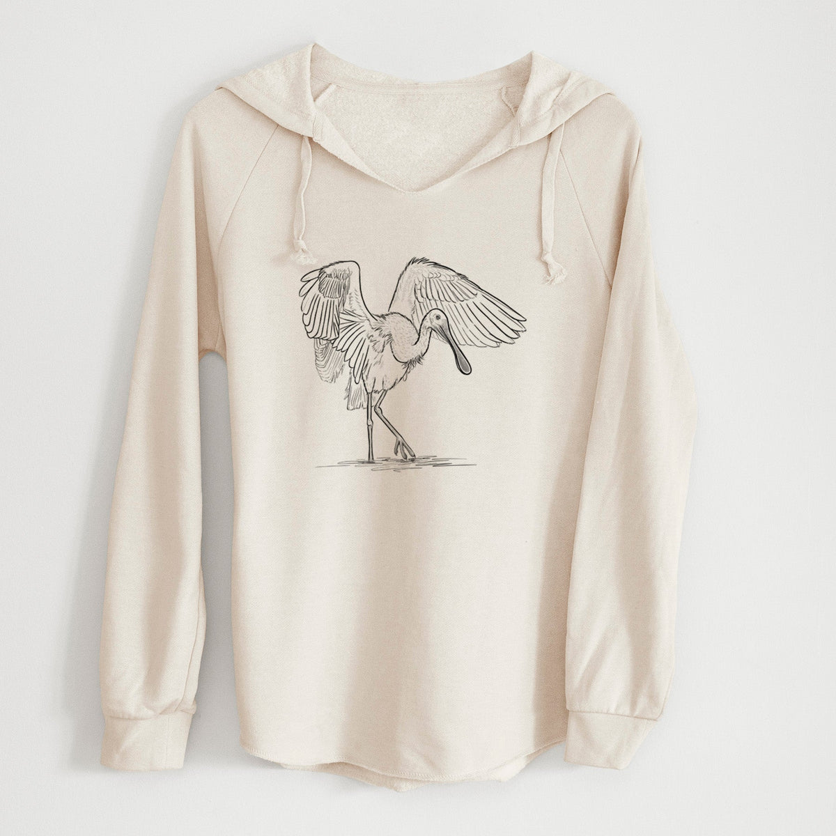 Roseate Spoonbill - Platalea ajaja - Cali Wave Hooded Sweatshirt
