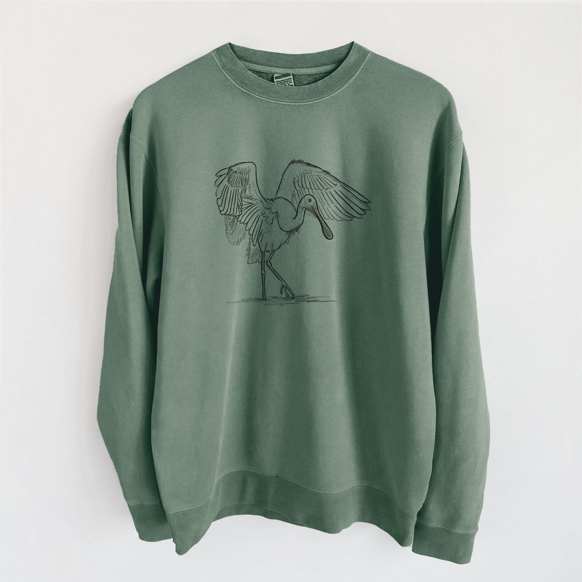 Roseate Spoonbill - Platalea ajaja - Unisex Pigment Dyed Crew Sweatshirt