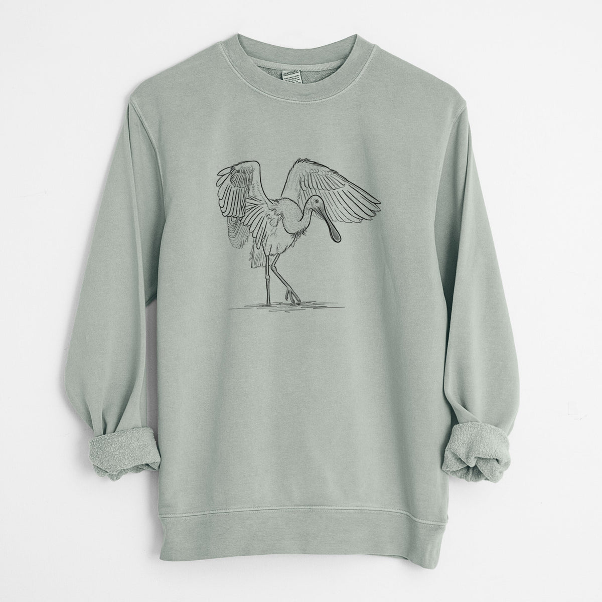Roseate Spoonbill - Platalea ajaja - Unisex Pigment Dyed Crew Sweatshirt