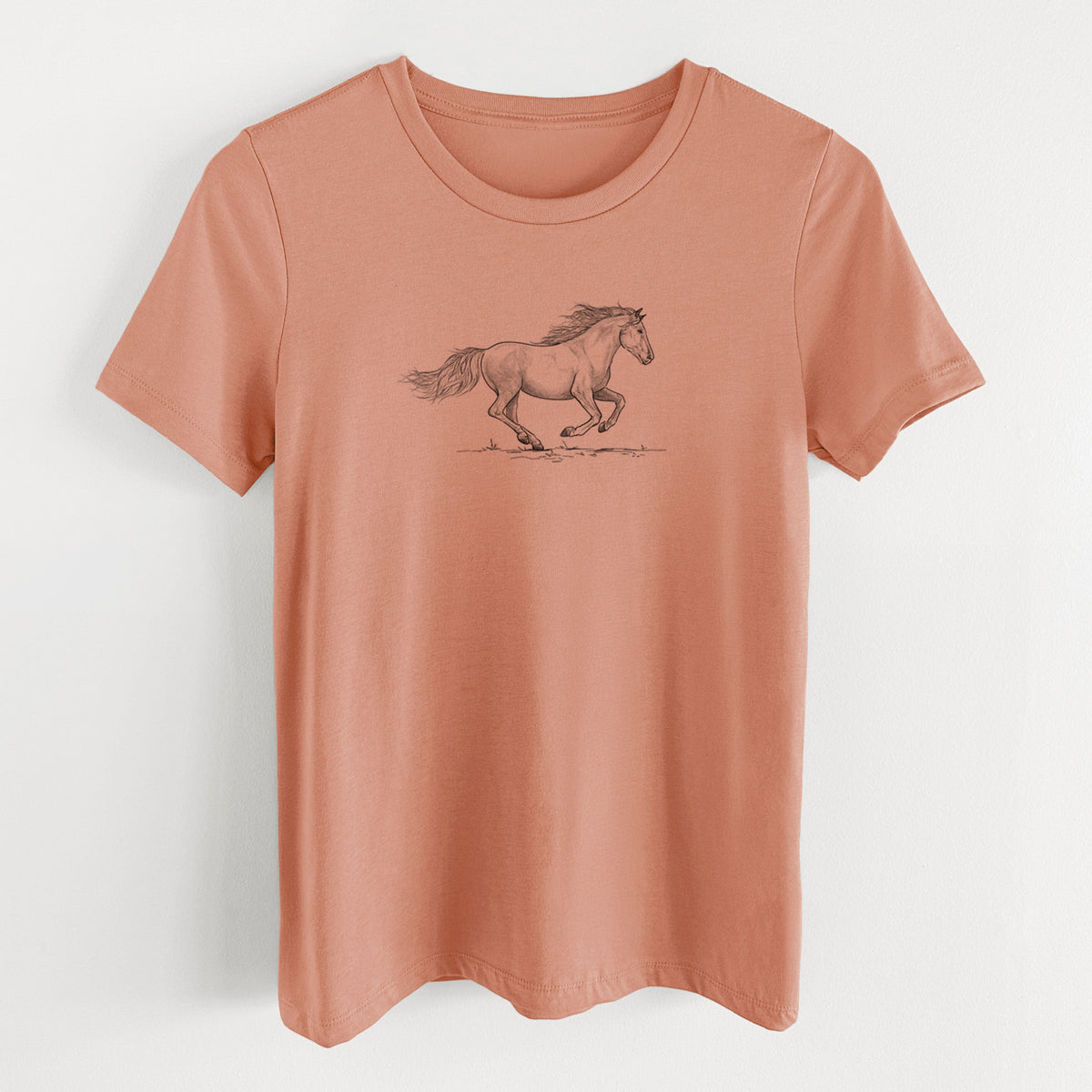 Running Mustang - Women's Lightweight Relaxed Fit 100% Cotton Crewneck