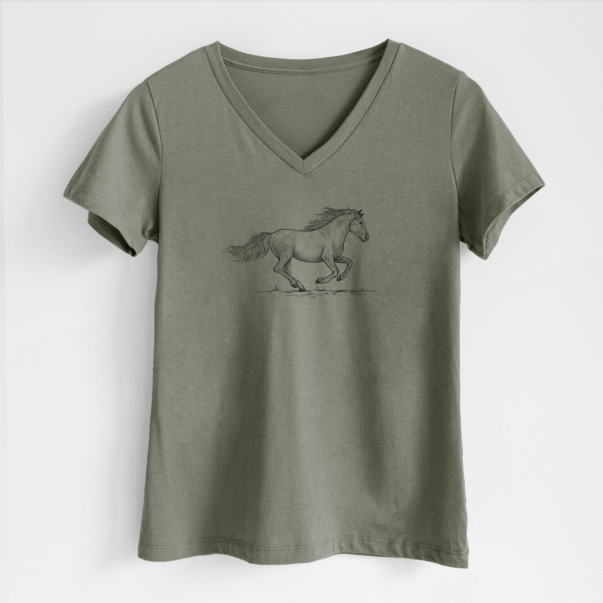 Running Mustang - Women's Lightweight Relaxed Fit 100% Cotton V-neck