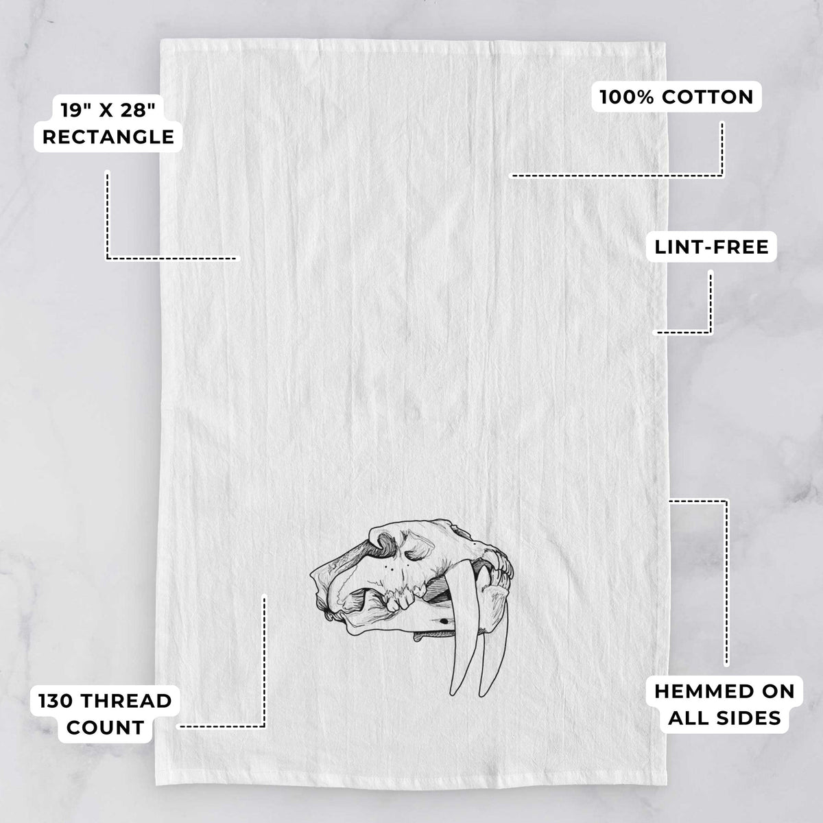 Saber-toothed Tiger Skull Tea Towel